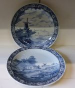 Two Boch for Royal Sphinx Delft chargers, 36.