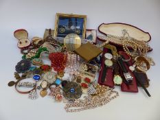 A large quantity of costume jewellery to include Victorian cameo brooch, enamel brooch,