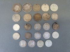 A small collection of mixed silver coinage George IV onwards, various grades from VF to poor, 48.