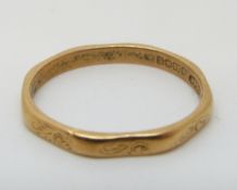 A 22ct gold octagonal wedding band, 2.