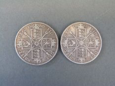 Two Queen Victoria jubilee head double florins,