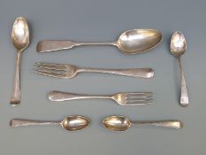 A collection of mainly Georgian hallmarked silver cutlery to include a Scottish hallmarked table