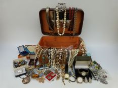 A collection of costume jewellery to include faux pearls,