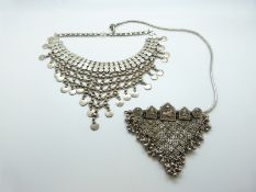 Two Indian white metal necklaces