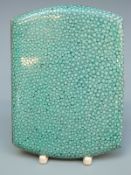 A George V hallmarked shagreen covered cigarette case with glitter interior,