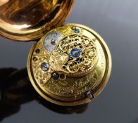 Francis Linderby of London pair cased gilt metal pocket watch with Roman numerals, Arabic 15, 30,