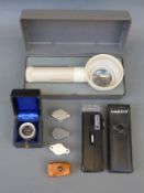 A selection of loupes, magnifying glasses etc, ideal for studying stamps,