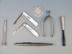 Two hallmarked silver and mother of pearl fruit knives,