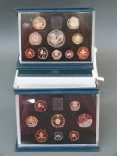 Six sets of UK proof coin collections, 1985, 1986, 1993, 1994, 1990,