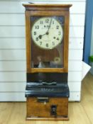 Blick time recording/clocking in clock in oak case,