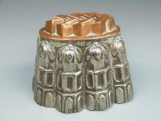 A 19thC part copper jelly mould,