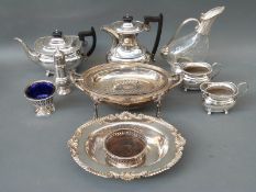 A quantity of silver plate to include serving dish, warmer, decanter,