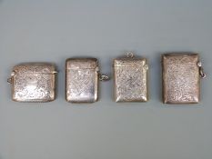 Four early 20thC hallmarked silver vesta cases with engraved foliate decoration