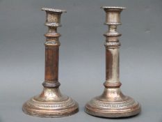 A pair of Mathew Boulton Sheffield plate telescopic candlesticks with spiral twist action