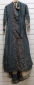 A Victorian silk taffeta dress with bustle,