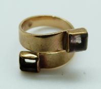 A yellow metal ring