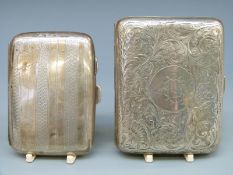 Two hallmarked silver cigarette cases, one Chester 1908 the other Birmingham 1930,
