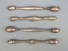 Four 19th/20thC hallmarked sterling silver and white metal glove darners,