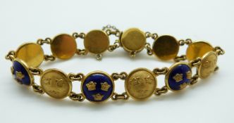 A Swedish gilt bracelet of circular links,