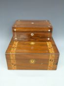Two 19thC inlaid boxes, width of larger 29.