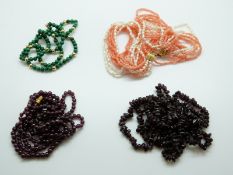 A pearl and coral necklace,