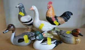 Six boxed John Beswick bird figures including pigeon, cockerel, goose, Pintail,