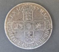 James II 1687 crown, second bust, better than fine,