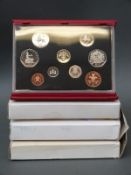 Four Royal Mint deluxe proof coin sets for 1991, 1992, 1993 and 1994,