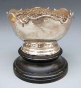 A late 19thC / early 20thC hallmarked silver pedestal rose bowl, marks rubbed but London c1900,
