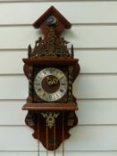 Dutch 30-hour Stoelklok, 20thC in the 18thC style with burr walnut finish to case, brass decoration,
