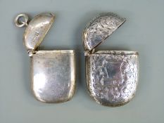 Two Victorian hallmarked silver vestas, one with engraved foliate decoration,