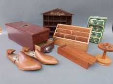 Assorted wooden items including cash register,