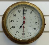 A Smiths Astral mid to late 20thC brass cased ship's style bulkhead / ship's clock,