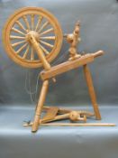 A wooden spinning wheel