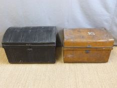 Two vintage metal trunks,