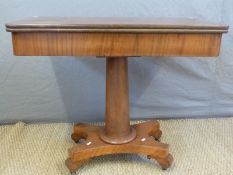 A Victorian mahogany fold over card table,