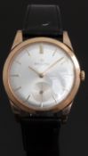 Zenith 9ct gold gentleman's wristwatch with inset subsidiary seconds dial gold hands and baton