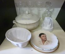A group of ceramics and glass including TG Green jelly mould,