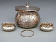 A George V hallmarked silver covered container, London 1919 maker Charles Boyton & Sons Ltd,