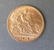 A 1912 gold half sovereign