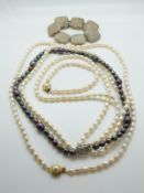 A three strand pearl necklace, further single strand example,