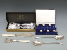 A cased set of six hallmarked silver coffee bean spoons,