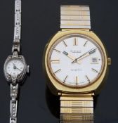 Two Rone wristwatches, one gentleman's automatic with date aperture, two tone baton markers,