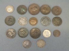 A quantity of George III coinage, comprising a silver 1/6d 1813 bank token,
