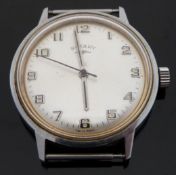 Rotary gentleman's wristwatch with two-tone hands and Arabic numerals, silvered face,