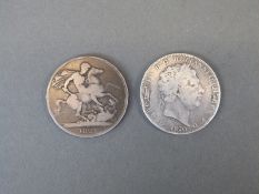 George III 1820 crown and a George III 1821 example