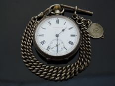 Continental silver keyless winding open faced pocket watch with subsidiary seconds dial,