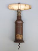 Patent bronze and ivory corkscrew