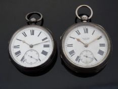 Two hallmarked silver English pocket watches W Rodwell of Leicester and H Stone of Leeds both with