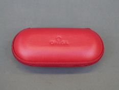 Omega wristwatch protective travel case, 16.5 x 7.5 x 5.5cm.